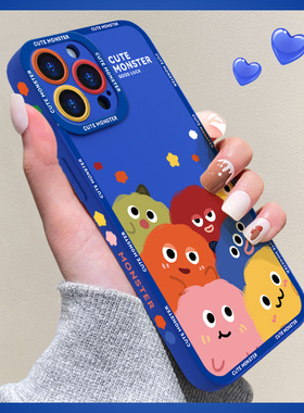 小怪兽家族适用iphone13手机壳小众高级感苹果12pro个性11pm女xr硅胶xsmax猫眼8p超薄X侧边mini保护套潮C4254