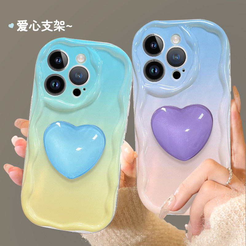 opporeno10手机壳reno9/8pro新款reno7pro渐变爱心Reno6/5/4支架欧珀r17透明硅胶r15奶油纹OPPO女生软套G6279