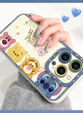 ins风可爱萌物适用苹果14pro手机壳iphone15promax超火12pro创意11女xs/xr/xsmax全包镜头mini硅胶8/7p/6sp套