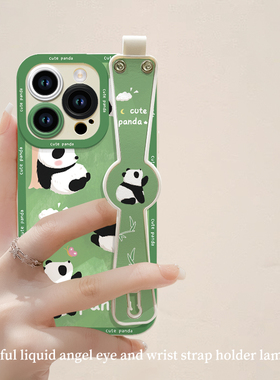 休憩熊猫iqoo11手机壳iqoo10/9/8pro新款腕带iqooneo7/6/5se液态硅胶IQOO7防摔女iq005/3全包iqooz5/z3/z1套