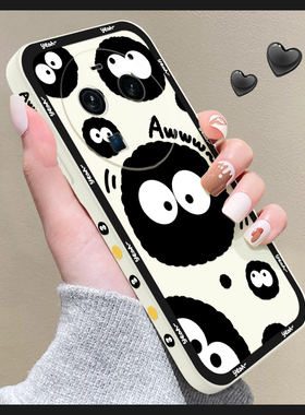 创意黑色煤球oppofindx6手机壳findx5/6pro可爱Findx3液态硅胶X3PRO超薄防摔FINDX2新款全包镜头OPPO女保护套
