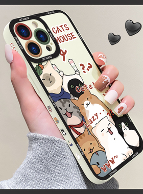 猫咪合集苹果13手机壳新款iphone14天使眼12mini新款11pro液态硅胶xsmax镜头全包ip8防摔6/6s高级7plus保护套