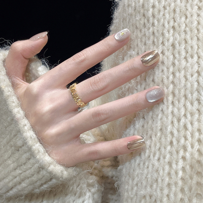 温柔高级金属感猫眼贵气显白美甲