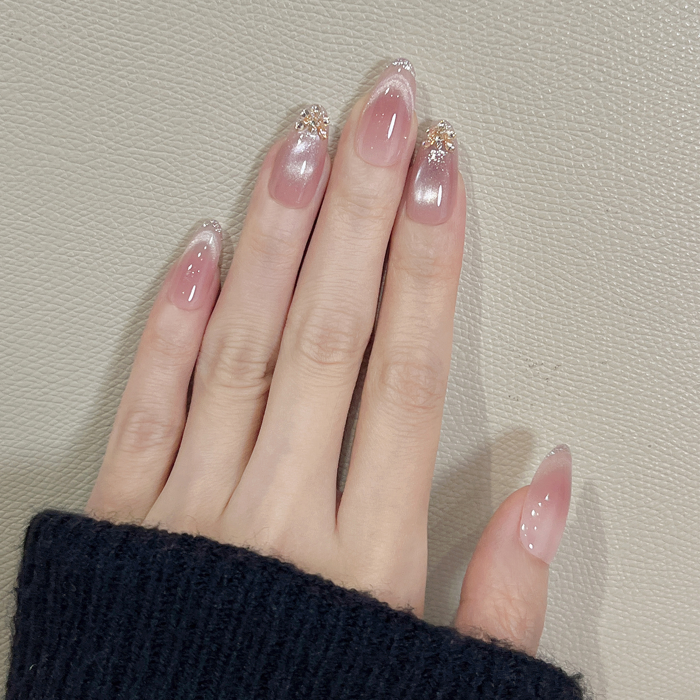 轻奢碎闪钻高级感猫眼氛围感美甲