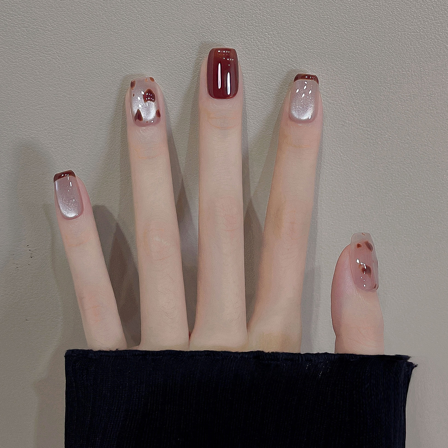 甜辣气质豹纹猫眼秋冬精致穿戴甲