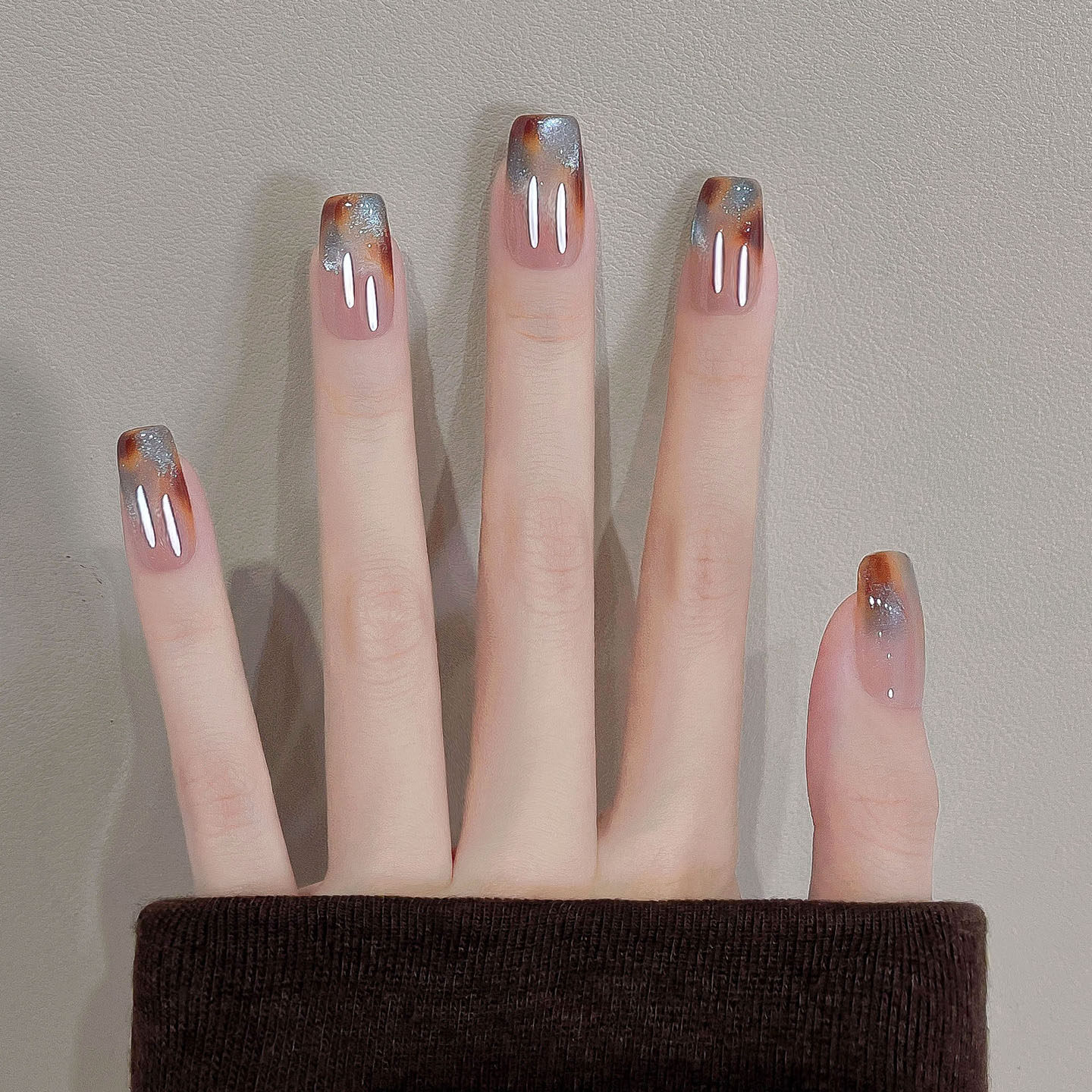 穿戴甲秋冬氛围感琥珀晕染猫眼2026新款高级感纯手工美甲贴片秋日,彩妆/香水/美妆工具,穿戴甲/甲片,淘宝优惠券,粉丝福利购,淘宝优惠卷