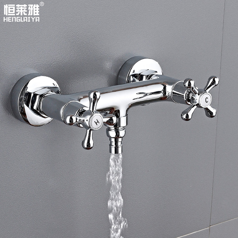 全铜体双把洗衣机冷热水龙头混水阀暗装4分6分通用洗衣机专用龙头