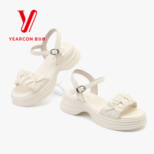 意尔康凉鞋女2024夏季新款时尚休闲一字带女款凉鞋软底沙滩鞋厚底