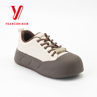 意尔康女鞋2025新款秋冬季加绒小白鞋女厚底休闲板鞋女款保暖百搭