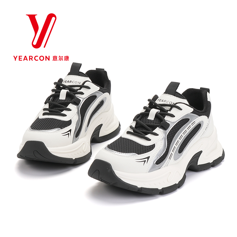 意尔康女鞋2025新款秋冬季棉鞋加绒老爹鞋女厚底休闲鞋百搭运动鞋