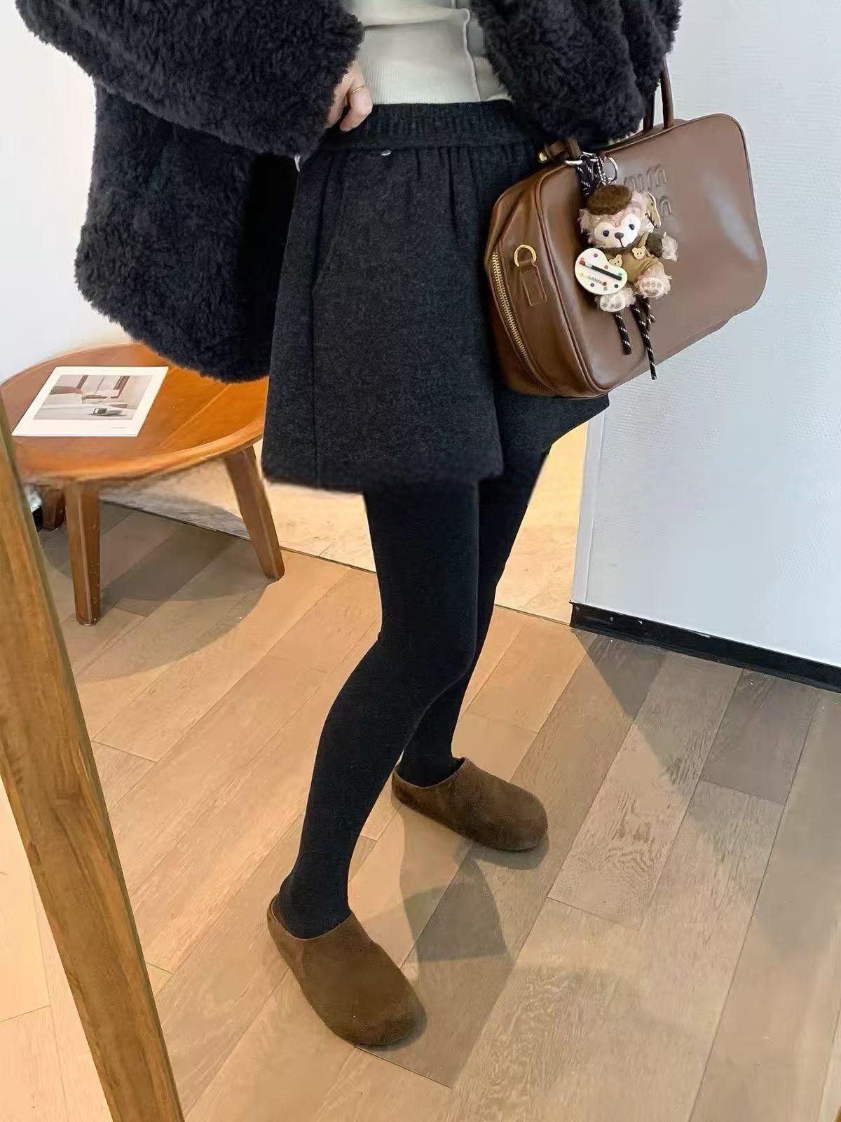 高品质小羊绒松紧腰短裤-55123