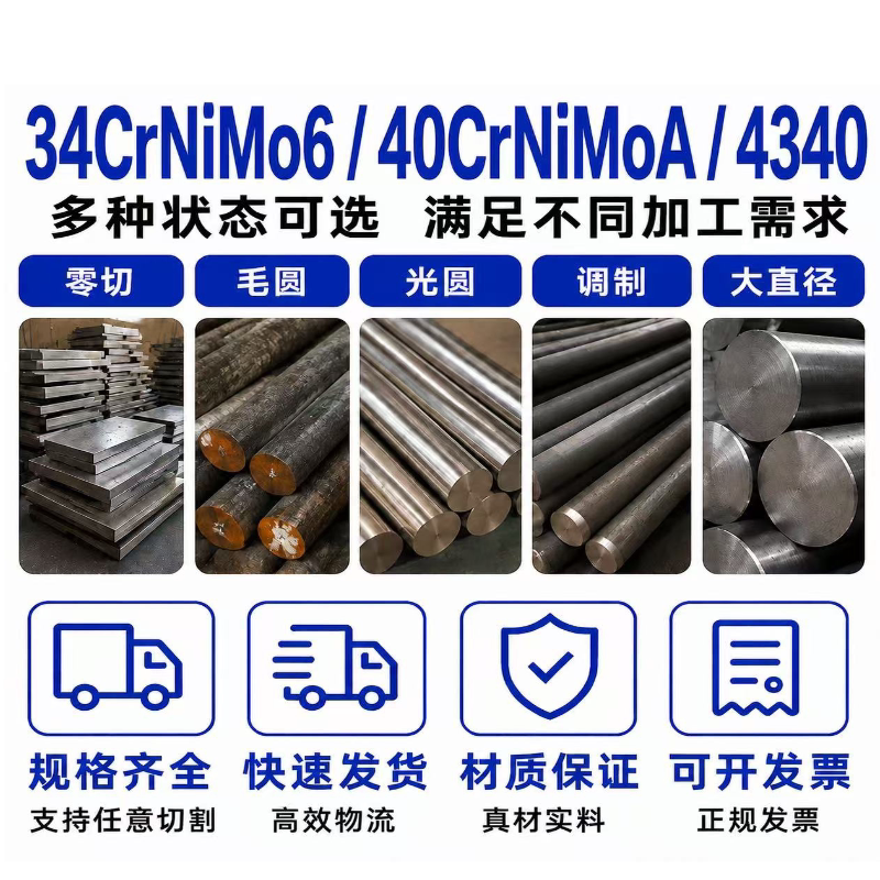 34CrNiMo6 /4340/SNCM439/40CrNiMoA 高强度合金钢 毛圆 毛料零切