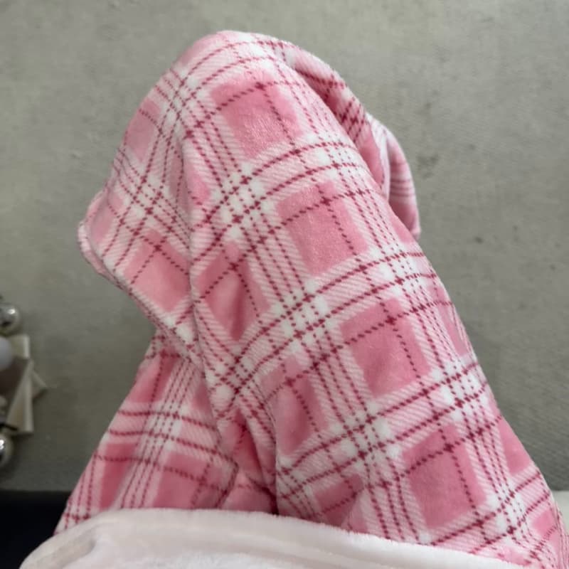 甜美少女撞色格子法兰绒睡裤女冬