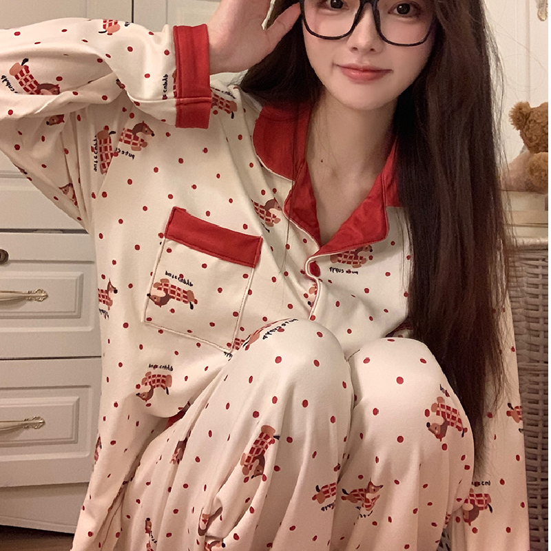 可爱小狗德绒睡衣女学生可外穿
