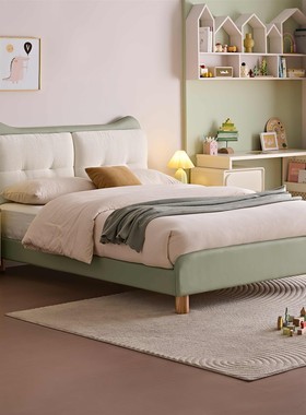 全友家居门店同款 时尚 92329 软包三防雪尼尔布艺儿童软床1.5米