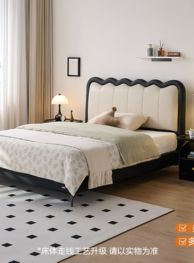 全友家居门同款 93582A 93582B 软包真牛皮艺高箱软床1.5米 1.8米