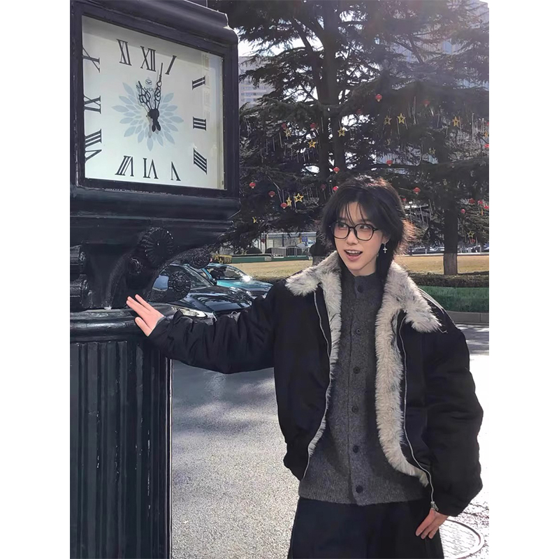 美式狼王座山雕boxy棉服外套男女