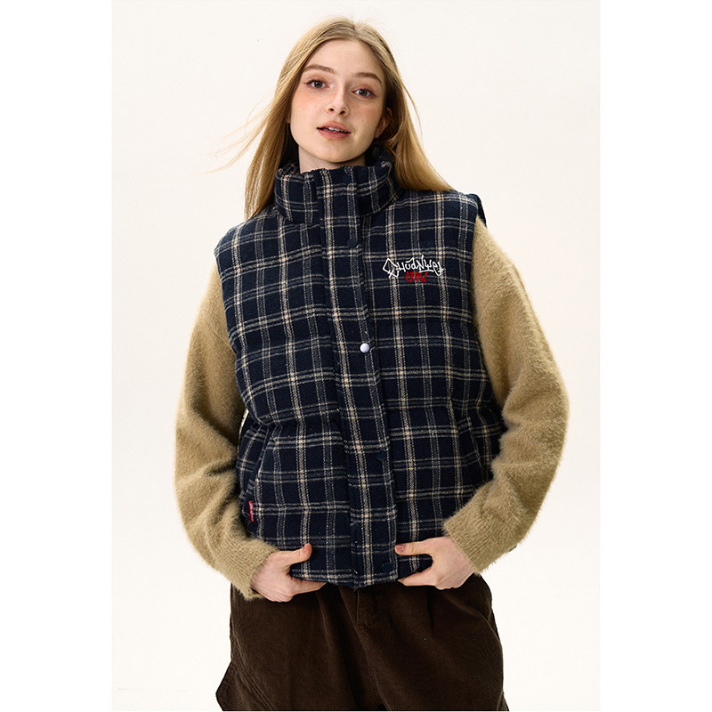 美式复古格子无袖马甲棉服男女秋冬新款宽松百搭休闲叠穿外套上衣,女装/女士精品,马夹,淘宝优惠券,粉丝福利购,淘宝优惠卷