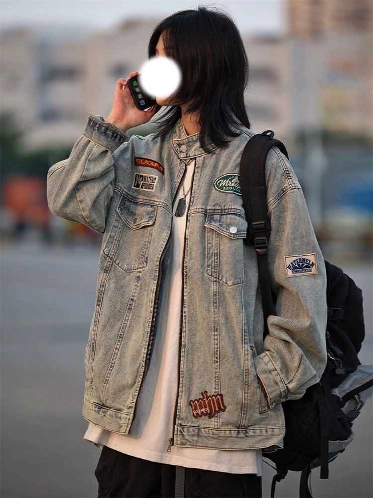 美式复古牛仔外套女春秋新款