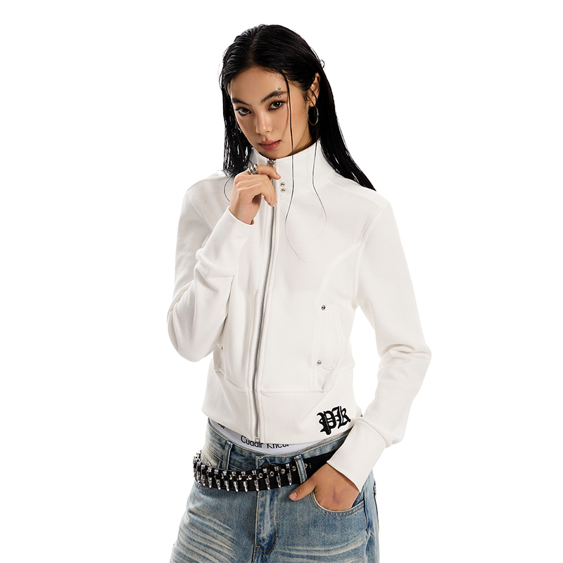 美式辣妹十字架立领夹克外套女