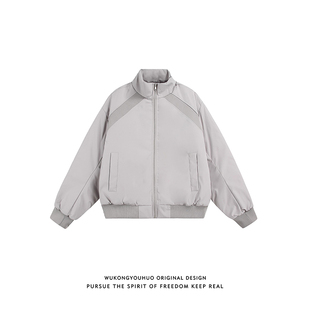 保暖宽松百搭立领棉衣外套 棉服男女冬季 美式 潮牌复古解构加厚短款