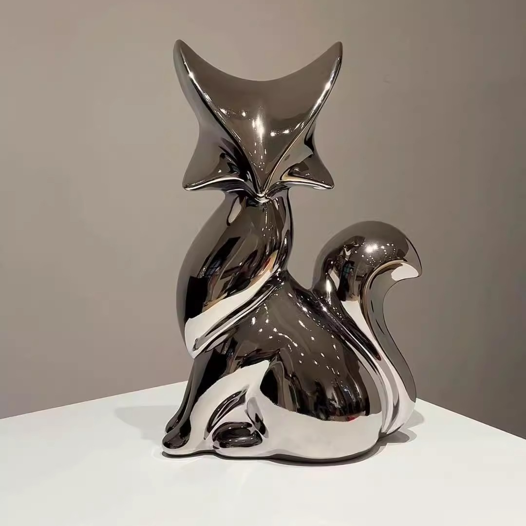创意狐狸陶瓷摆件客厅电视柜酒柜装饰品乔迁新居简约家居新婚礼物