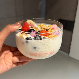 爱心甜品碗耐高温高硼硅玻璃碗精致水果沙拉酸奶碗ins简约餐具