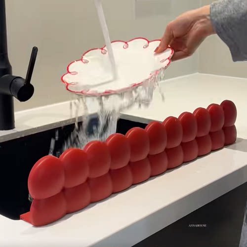 ANNAHOUSE厨房水槽挡水板硅胶圈圈洗手台洗衣池浴室防溅水挡板NS