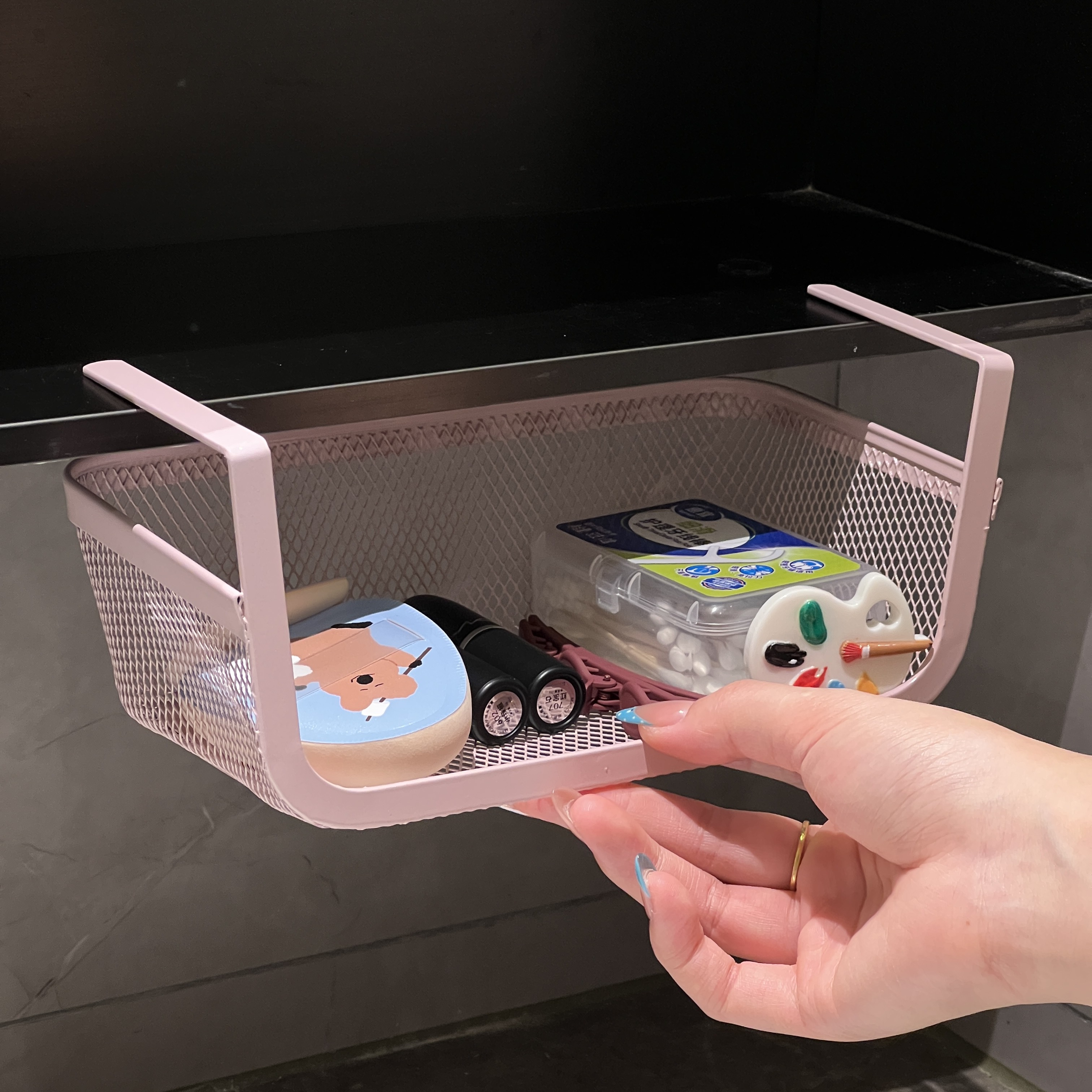 挂篮收纳架宿舍好物卫生间镜柜下方洗漱台化妆品小杂物置物架