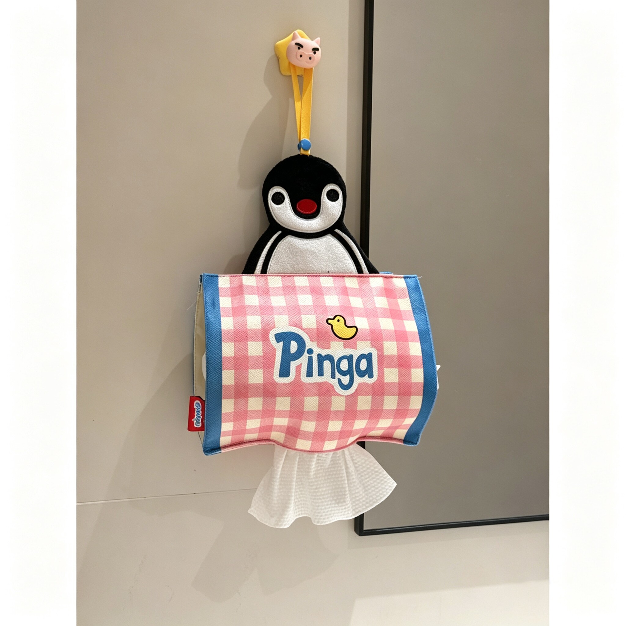 pingu联名壁挂抽纸盒卫生间厨房餐巾纸洗脸巾收纳挂袋车载纸巾袋