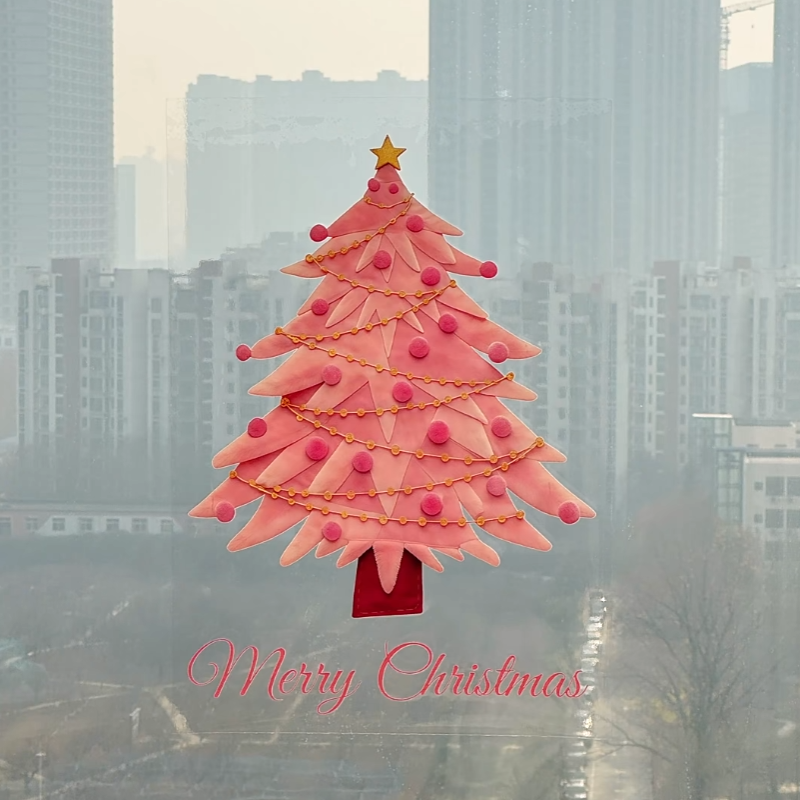 2026新年圣诞树静电贴装饰贴纸玻璃门贴商铺静电橱窗布置窗花贴,家居饰品,现代装饰画,淘宝优惠券,粉丝福利购,淘宝优惠卷