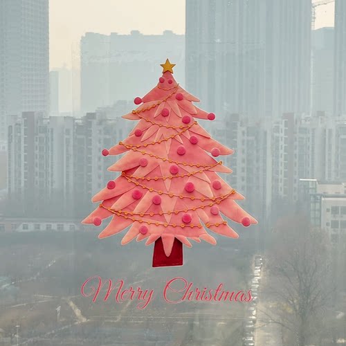 2026新年圣诞树静电贴装饰贴纸玻璃门贴商铺静电橱窗布置窗花贴