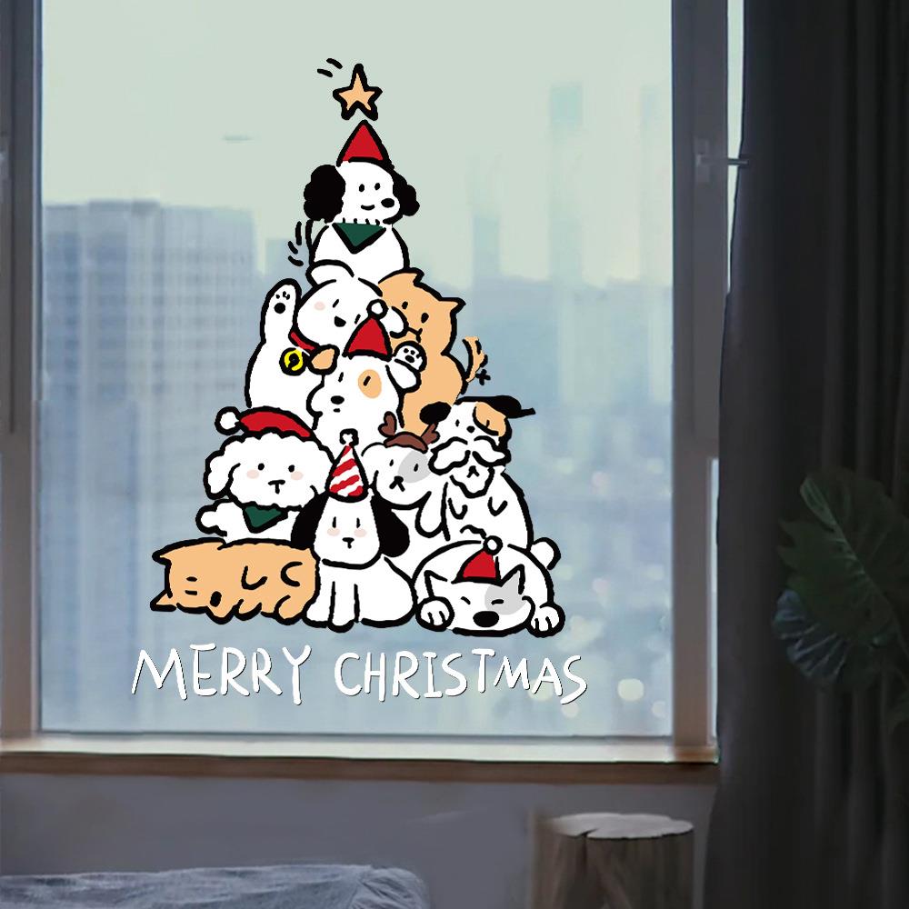 2026新年元旦圣诞节橱窗玻璃装饰布置贴纸UV双面静电窗花贴门贴
