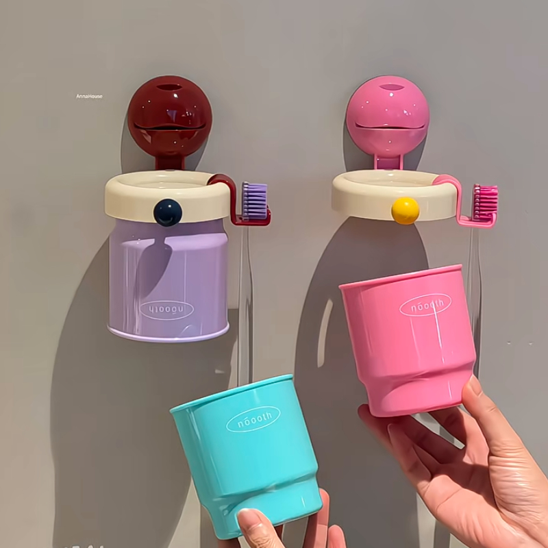 ANNAHOUSE家居馆吸盘牙刷置物架磁吸漱口杯刷牙杯子卫生间壁挂式
