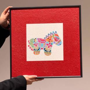 复古风马年新年装饰画客厅卧室挂画玄关桌面艺术摆件家居装饰画