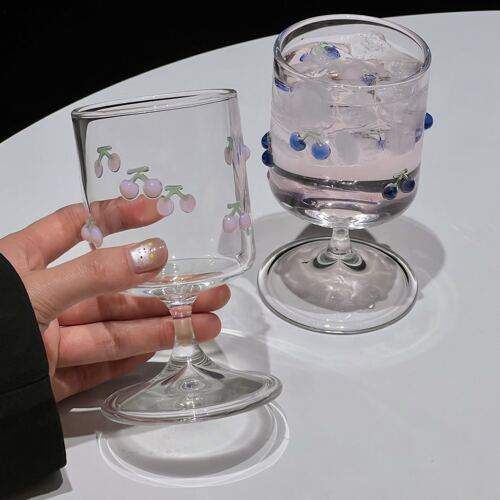 樱桃高脚杯家用女士高颜值轻奢氛围果酒杯原创耐高温红酒杯饮料杯