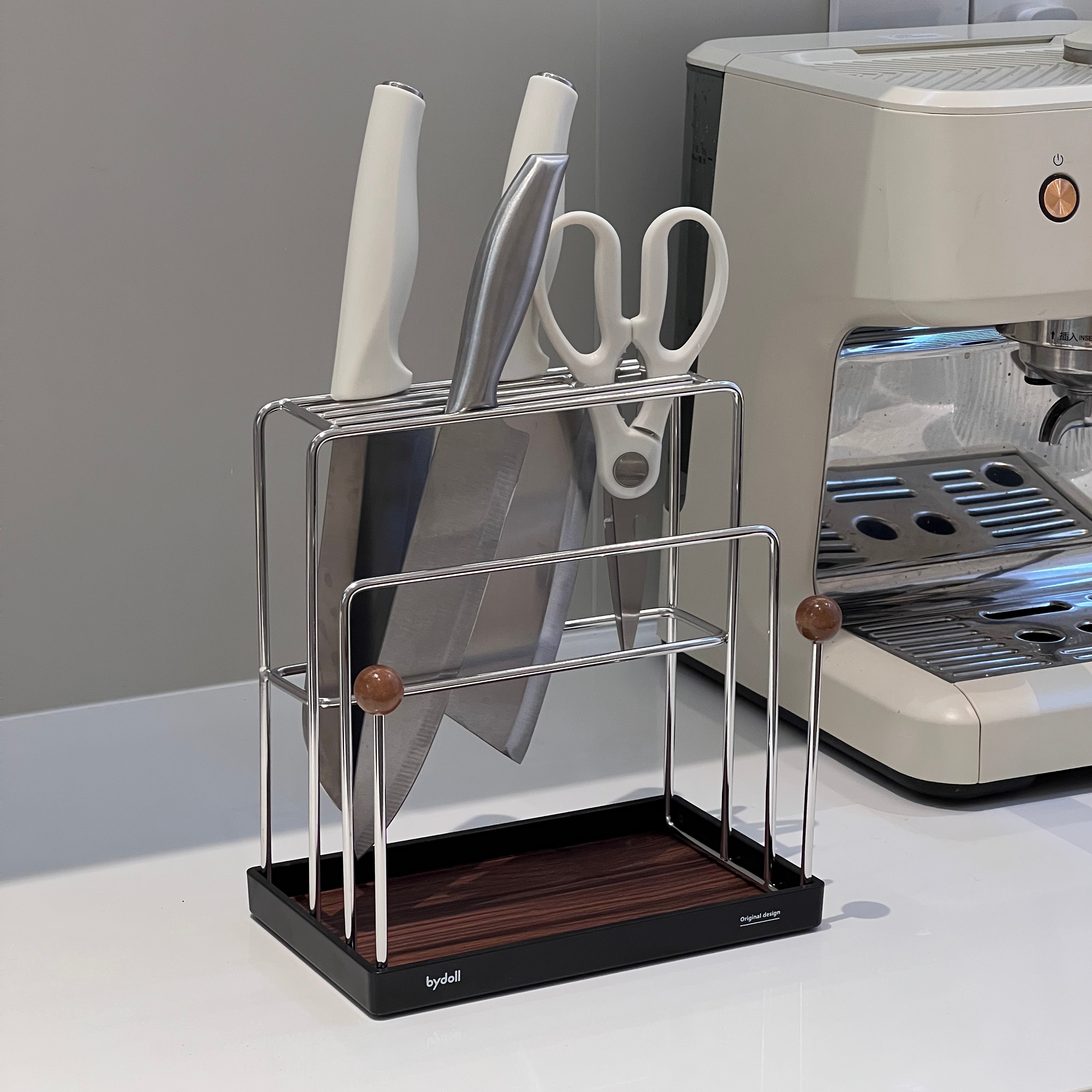 多功能不锈钢厨房桌面刀架刀具菜板收纳置物架一体式沥水砧板架