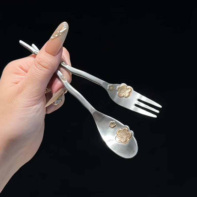 不锈钢ins餐具日式樱花咖啡勺茶勺搅拌勺点心甜品叉,餐饮具,西餐餐具套装,淘宝优惠券,粉丝福利购,淘宝优惠卷