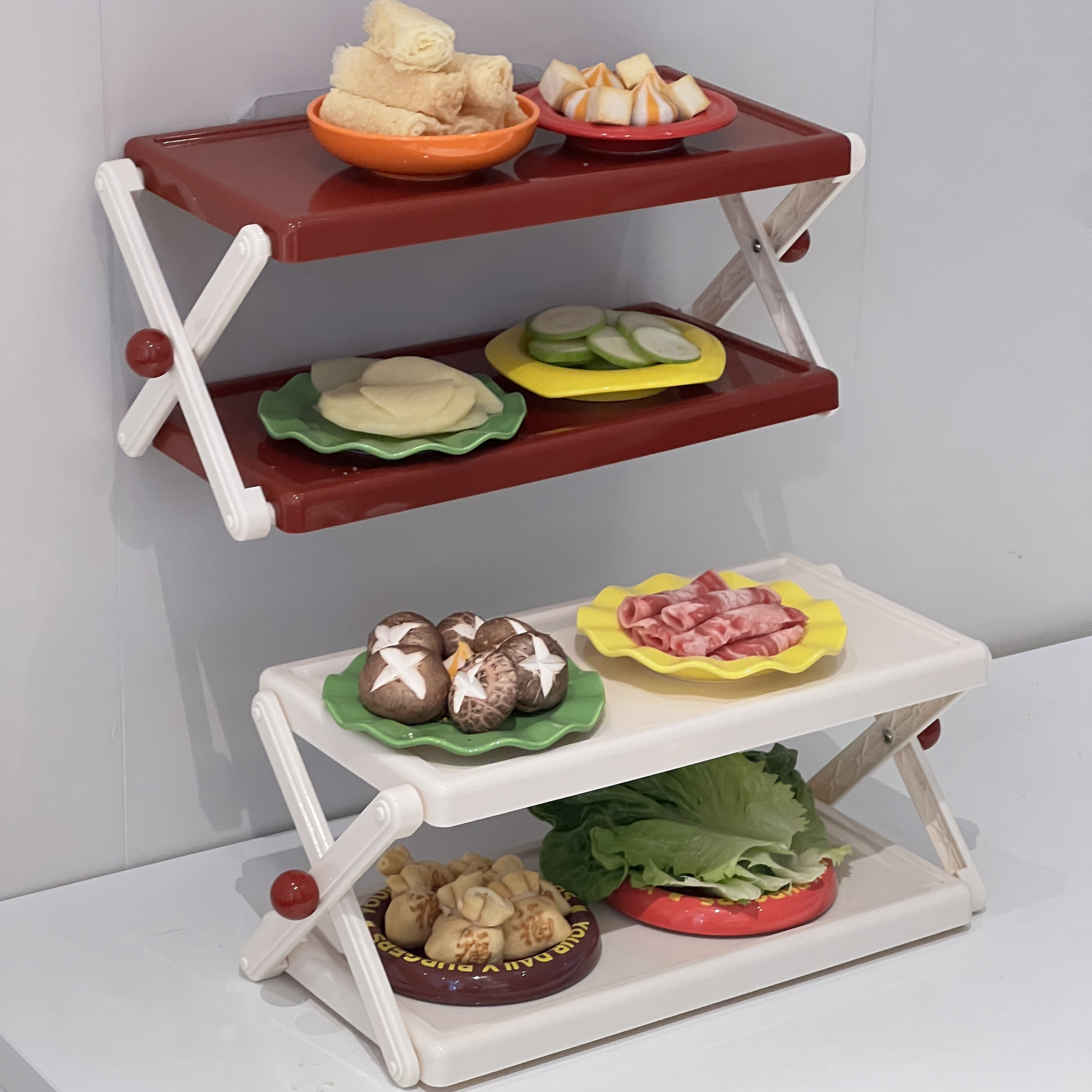 可折叠多功能厨房备菜置物架多层台面配菜盘火锅食材壁挂收纳架子,厨房/烹饪用具,配菜/备菜盘,淘宝优惠券,粉丝福利购,淘宝优惠卷