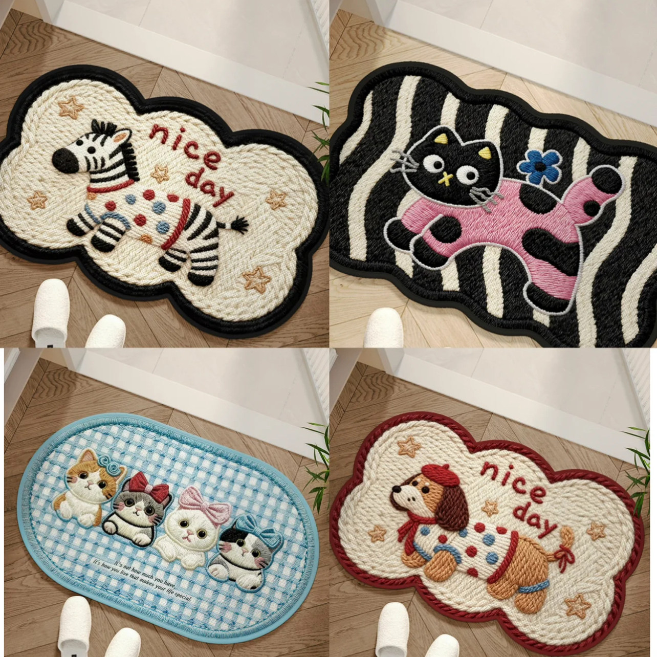 浴室地垫可爱卡通编织毛线厕所卫生间门口超强吸水速干地毯防滑垫,居家布艺,入户地垫,淘宝优惠券,粉丝福利购,淘宝优惠卷