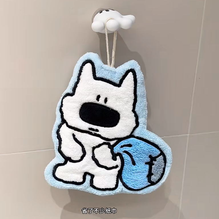 ANNAHOUSE家居馆版权可挂式加厚超强吸水可爱卡通擦手巾珊瑚绒小