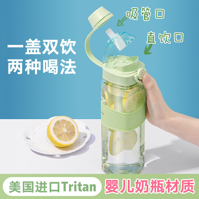 Tritan材质水杯女新款2025大容量耐高温无毒塑料杯食品级吸管杯子