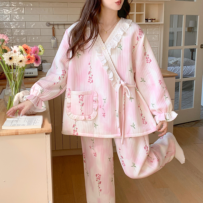 月子服喂奶加大码空气棉秋冬夹棉