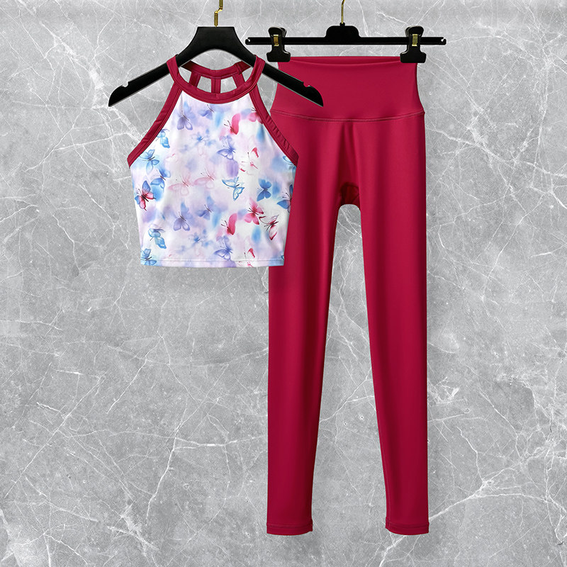 朵莱缘瑜伽服套装女彩色印花时尚运动跑步健身训练普拉提背心上衣