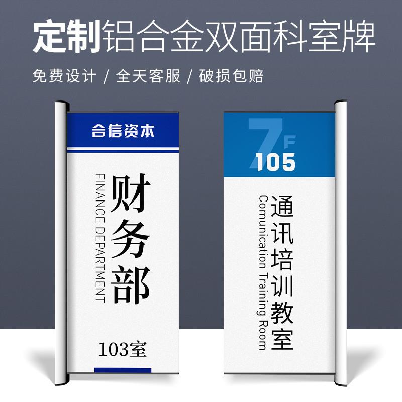双面侧装铝合金科室牌定制uv彩印竖门牌可更换式不锈钢铝型材金属