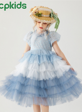 OPCP儿童连衣裙2025春夏新款女童高端礼服蓬蓬裙小女孩大摆公主裙