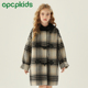 OPCP儿童呢子外套秋冬新款 女童双面羊毛大衣男童复古格子中长款