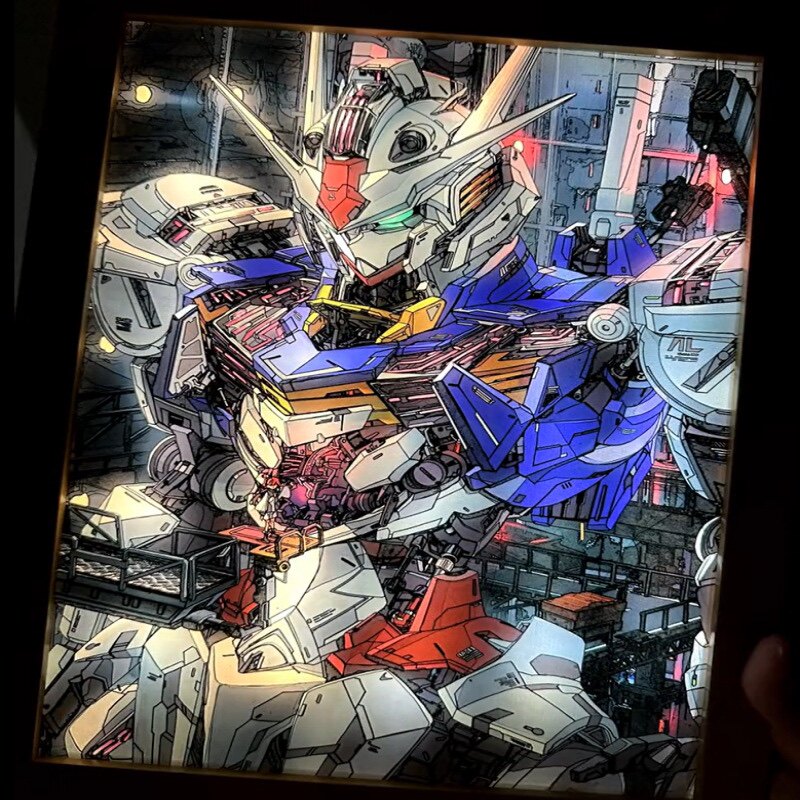 高达灯光画动漫线条发光画led小夜灯三色灯海贼王装饰画床头摆件
