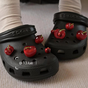 【车厘子】黑色洞洞鞋配饰鞋花可爱创意鞋扣crocs适配装饰品卡扣