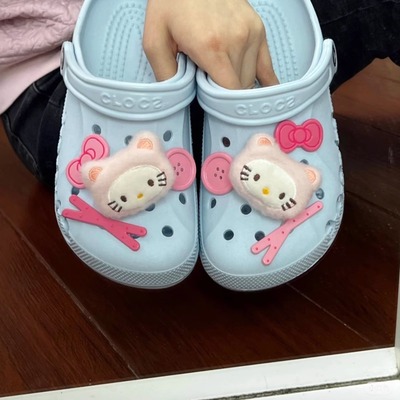 甜心hellokitty鞋花洞洞鞋可爱女生装饰配饰适配crocs卡扣配件diy